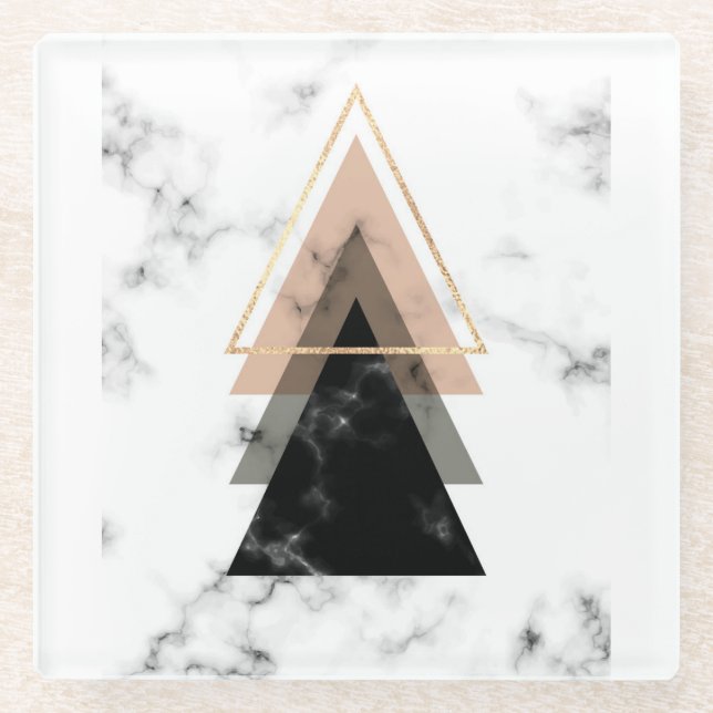 Pastel Marble Print Design Glass Coaster (Front)