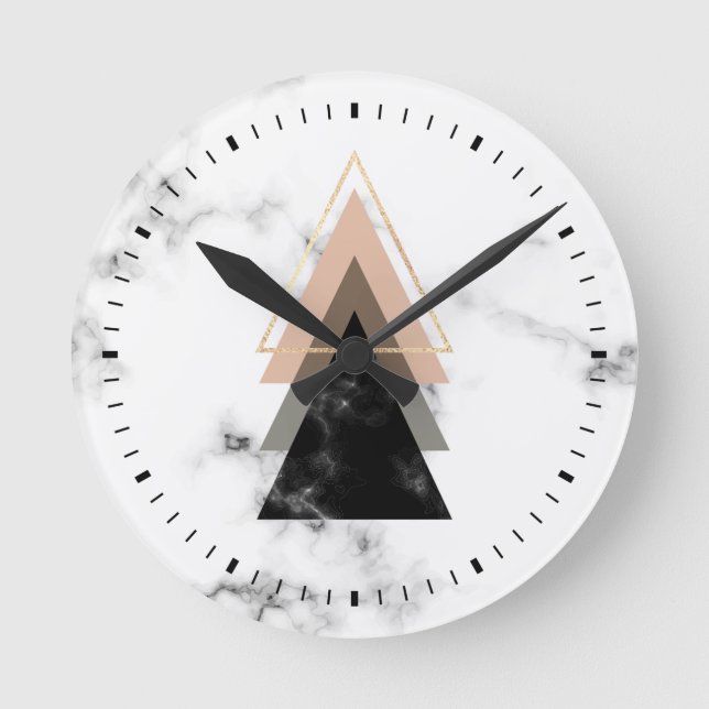 Pastel Marble Print Design Round Clock (Front)