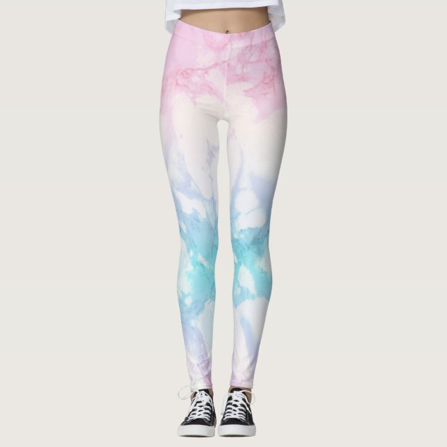 Pastel Marble Texture Leggings (Front)