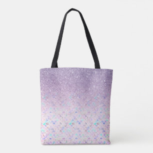 *~* Pastel Marble Tiles Purple Glitter Tote Bag