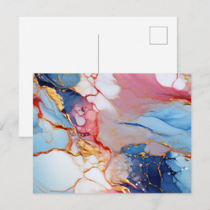 Pastel Marble with Gold Elegance Postcard