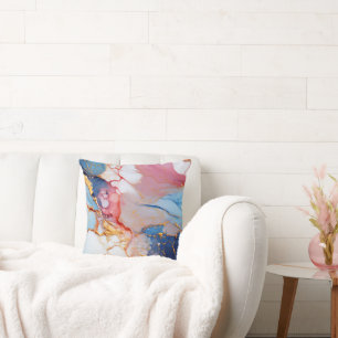 Pastel Marble with Gold Elegance Throw Pillow