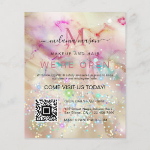 Pastel Marbled Alcohol Ink Elegant Glitter Qr Code Flyer