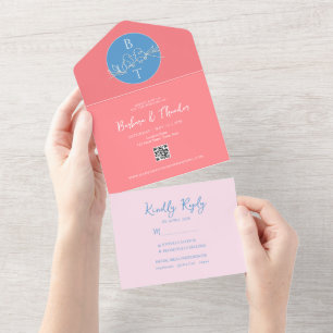 Pastel Mariage Rose Bleu Tout En Un Invitation