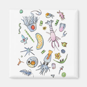 Pastel Marine Plankton in Watercolor Magnet