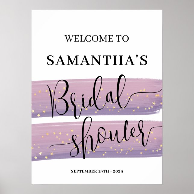 Pastel Mauve Celestial Bridal Shower Welcome Poster (Front)