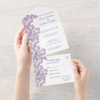 Pastel mauve purple blush floral     all in one invitation