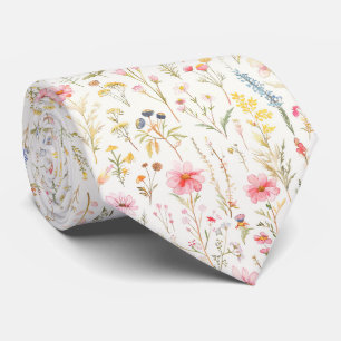 Pastel Meadow Flowers Pattern Tie
