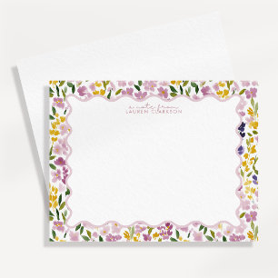 Pastel Meadow Wavy Floral Note Card