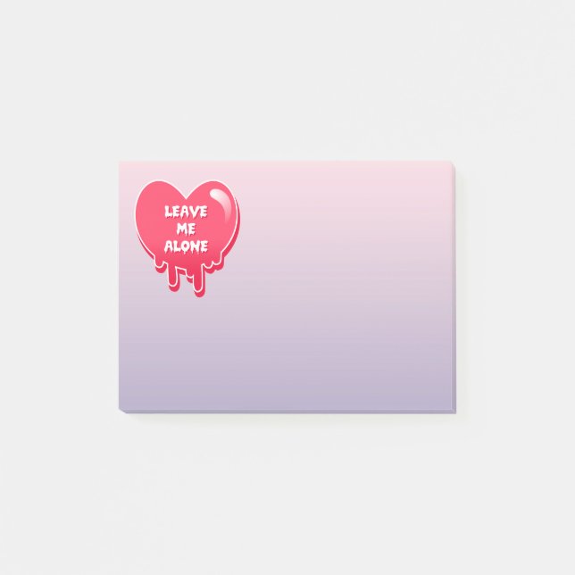 pastel melty heart leave me alone feminism post-it notes (Front)