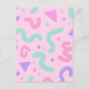 Pastel Memphis Squiggle Geometric Playful Retro Postcard
