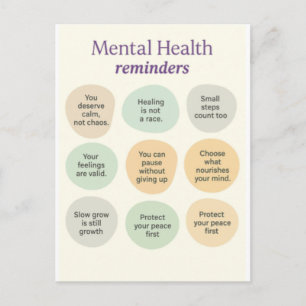 Pastel Mental Health Reminder  Postcard