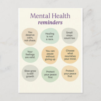 Pastel Mental Health Reminder  Postcard