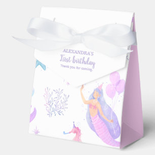 Pastel Mermaid 1st Birthday Ocean Party Favor Box