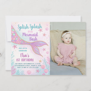 Pastel Mermaid Birthday Invitation