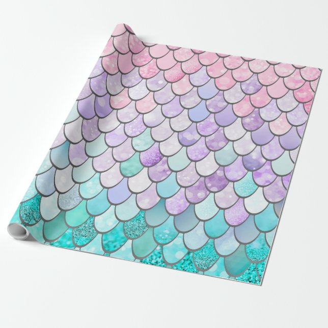 Pastel Mermaid Gift Wrapping Paper (Unrolled)