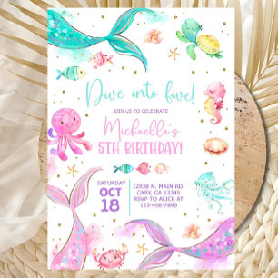 Pastel mermaid pile fille invitation