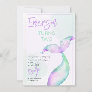 Pastel Mermaid Queue Anniversaire Invitation