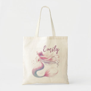 Pastel Mermaid Sac fourre-tout avec nom