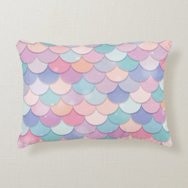 Pastel Mermaid Scale  Accent Pillow (Front)