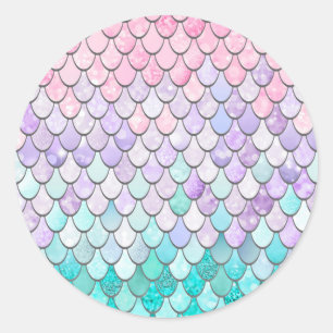 Pastel Mermaid Scales Classic Round Sticker