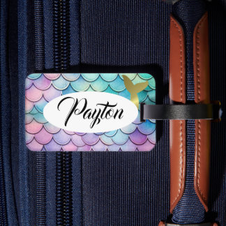 Pastel Mermaid Scales Luggage Tag
