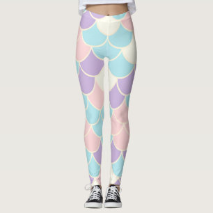 Pastel Mermaid Scales Seamless Pattern Leggings