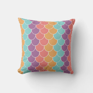 Pastel Mermaid Scales Throw Pillow