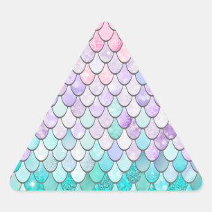 Pastel Mermaid Stickers, Party Favours Triangle Sticker