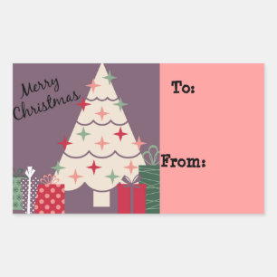 Pastel Merry Christmas Tree & Presents Sticker
