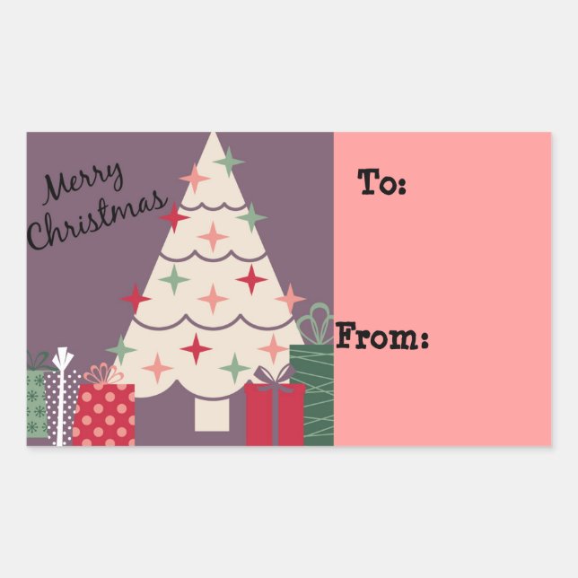 Pastel Merry Christmas Tree & Presents Sticker (Front)