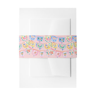Pastel Mexico Papel Picado Banner Destination Invitation Belly Band