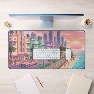 Pastel Miami Art Deco Sunrise Desk Mat