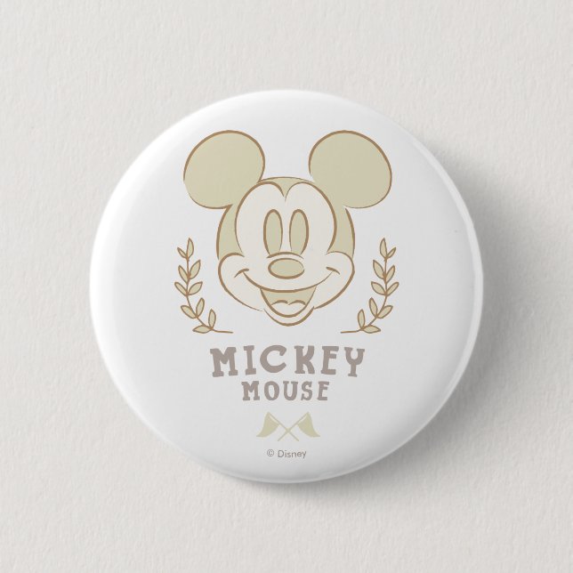 Pastel Mickey Mouse Sporty Badge 2 Inch Round Button (Front)