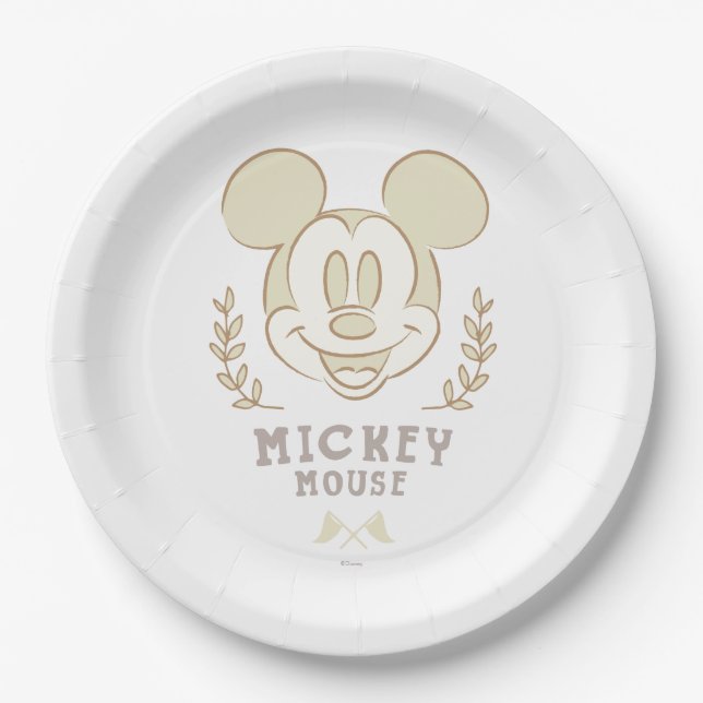 Pastel Mickey Mouse Sporty Badge Paper Plate (Front)