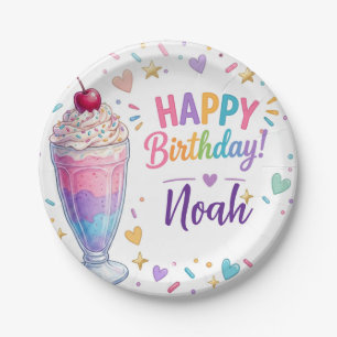 Pastel Milkshake Candyland Birthday Paper Plates