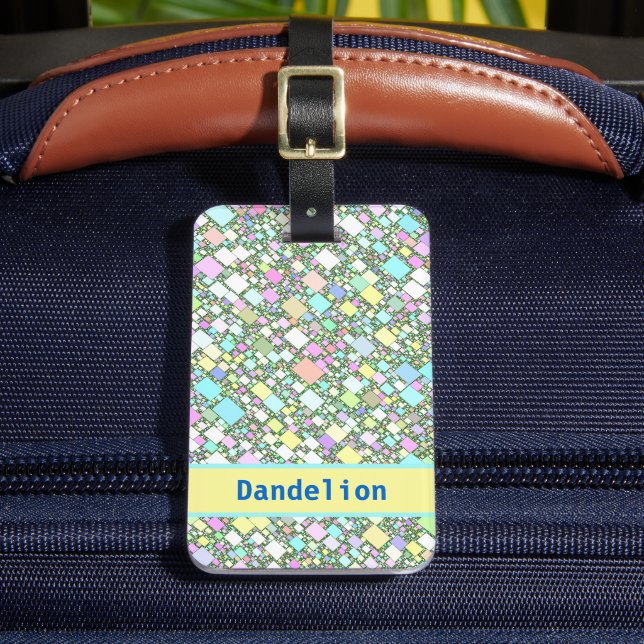 Pastel Mini Boxes Geometric Pattern Custom Luggage Tag (Front Insitu 2)