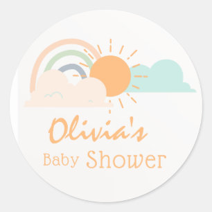 Pastel Minimal Baby Shower Classic Round Sticker