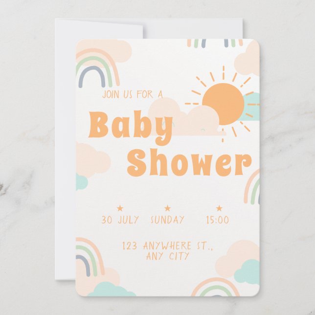 Pastel Minimal Baby Shower Invitation (Front)