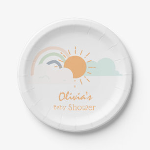 Pastel Minimal Baby Shower Paper Plate