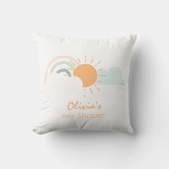 Pastel Minimal Baby Shower Throw Pillow (Front)
