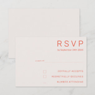 Pastel Minimal White and Red Modern Wedding RSV Invitation