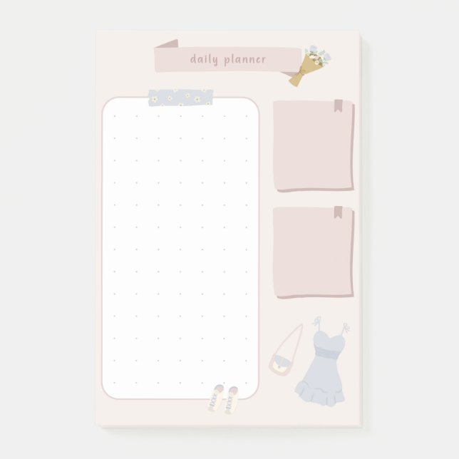Pastel Minimalist Daily Planner Post-it Notes (Front)