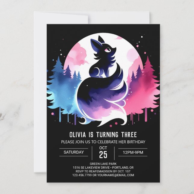 Pastel Minimalist Wolf Birthday Invitation (Front)