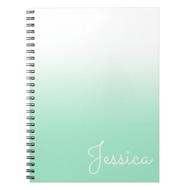 Pastel Mint and White Ombre Notebook (Front)