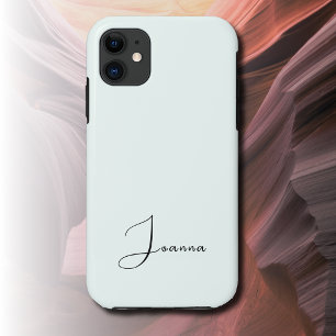 Pastel Mint Cream Solid Colour Minimalist Name iPhone 11 Case