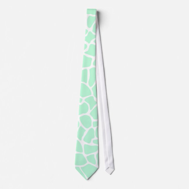 Pastel Mint Green Animal Print Giraffe Pattern Tie (Front)