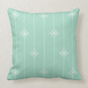Pastel Mint Green Geometric Pattern Throw Pillow