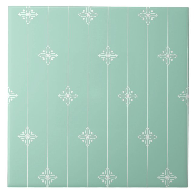 Pastel Mint Green Geometric Pattern Tile (Front)