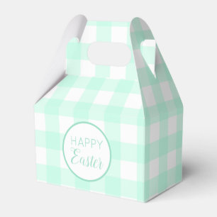 Pastel Mint Green Happy Easter Plaid Pattern Favor Box